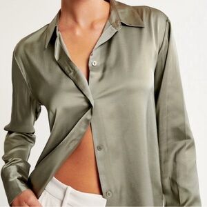 Abercrombie & Fitch Sage Green Satin Button Up